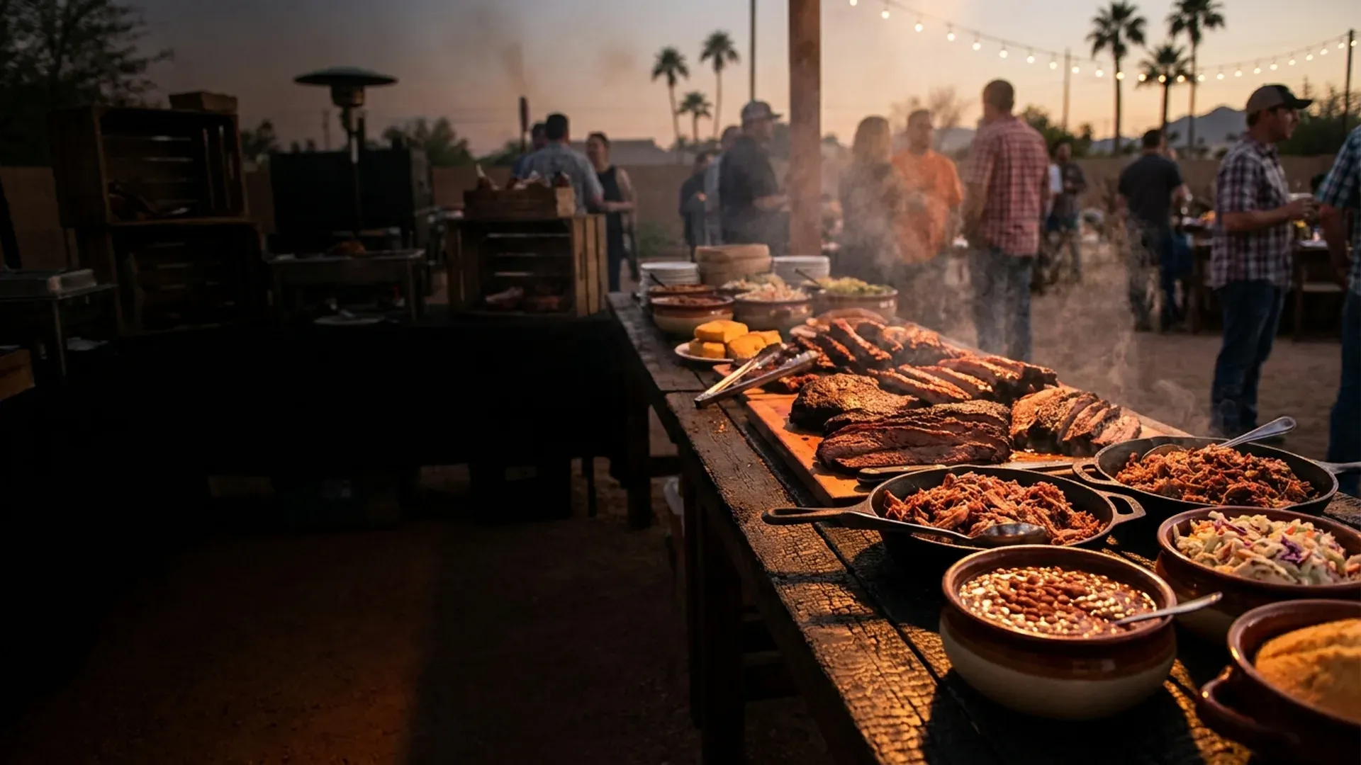 Texas-style BBQ catering spread at a Glendale, AZ event