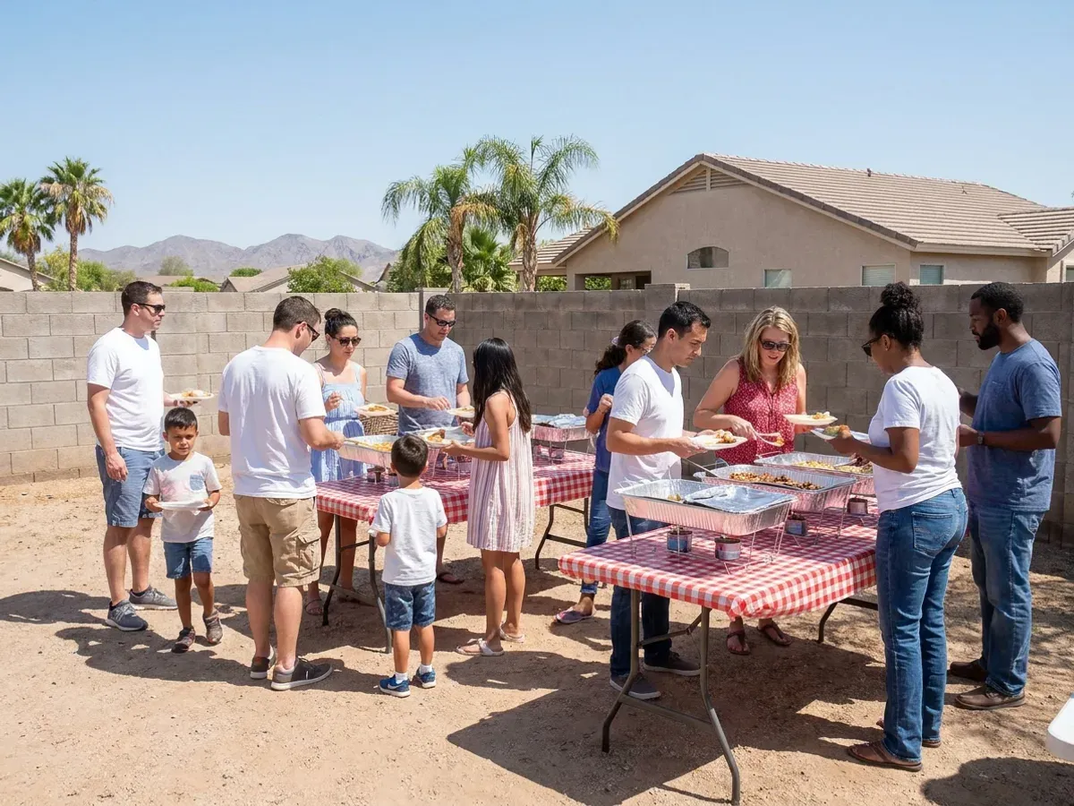 Texas BBQ catering spread at a Glendale, AZ celebration