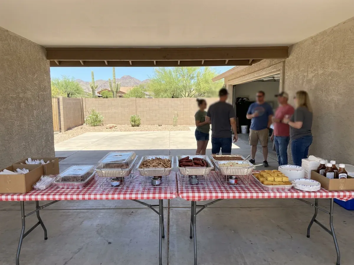 BBQ drop-off spread for a casual party