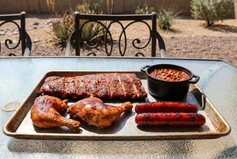 Slow-smoked baby back ribs from the Maverick package