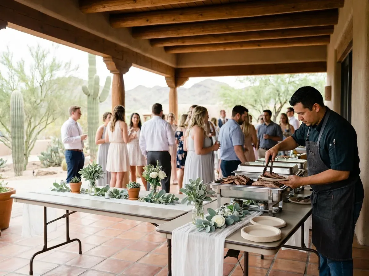 Full-service wedding BBQ plated and served at an elegant Phoenix reception